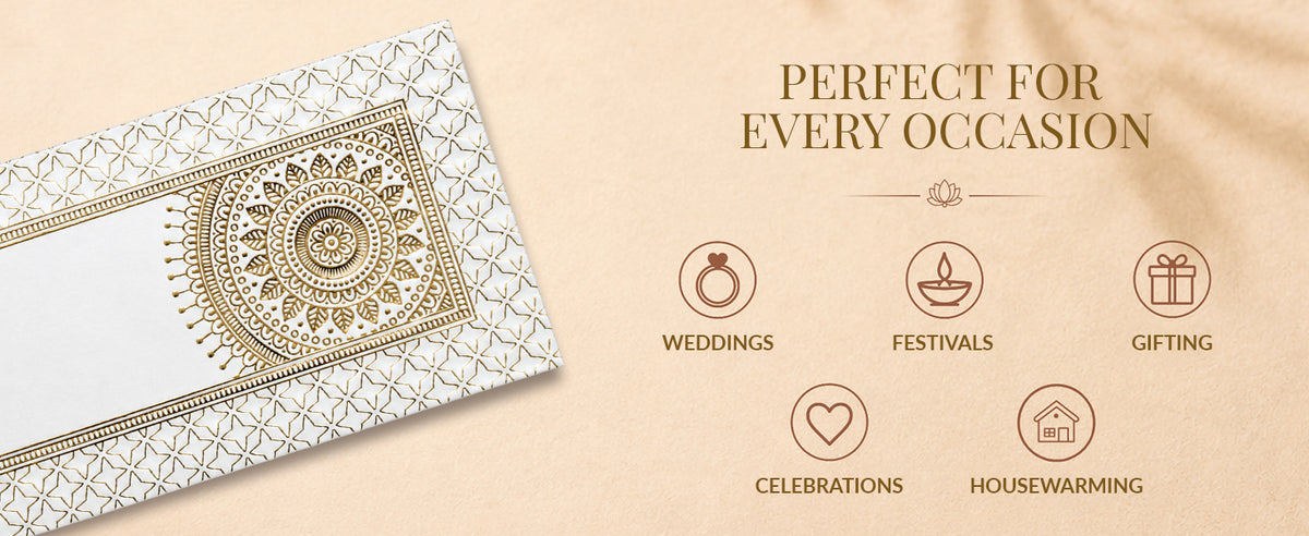 Silver Grey Mandala Border Shagun Envelopes