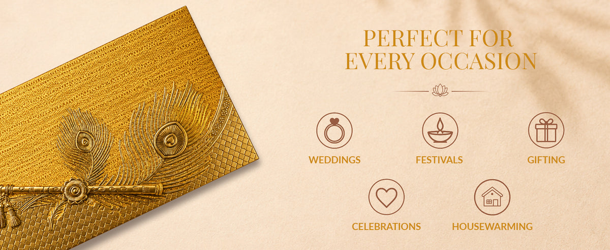 Mustard Gold Patterned Shagun Envelopes