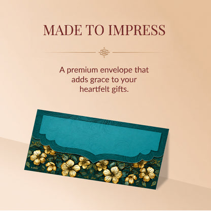 Emerald Green Gold Floral Shagun Envelopes