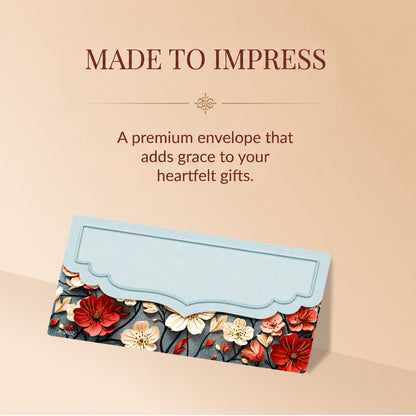 Teal Floral Embellished Shagun Envelopes