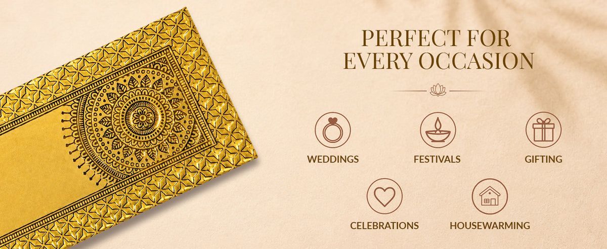 Golden Yellow Mandala Border Shagun Envelopes