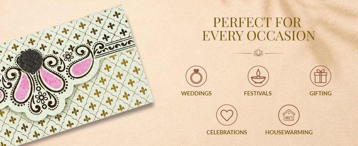 Sage Green Gold Ornamental Shagun Envelopes