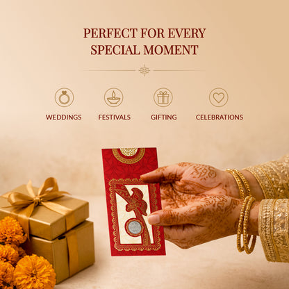 Red & Gold Floral Vine Shagun Envelopes