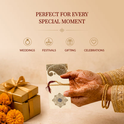 Ivory & Gold Fold-Open Shagun Envelopes