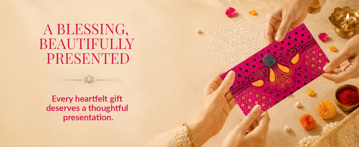 Fuchsia Pink Gold Ornamental Shagun Envelopes