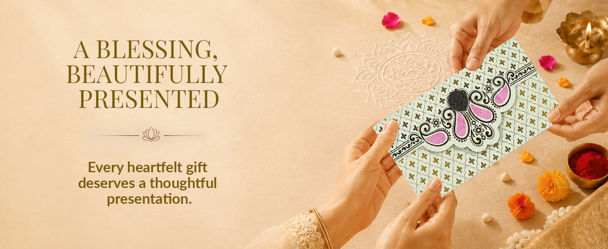 Sage Green Gold Ornamental Shagun Envelopes