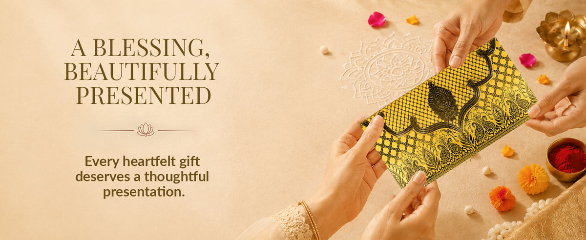 Mustard Gold Lotus Shagun Envelopes
