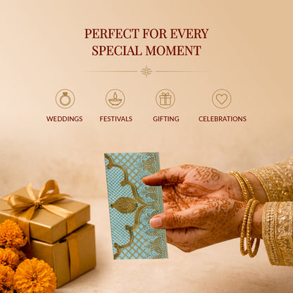 Mint Green & Gold Lotus Shagun Envelopes