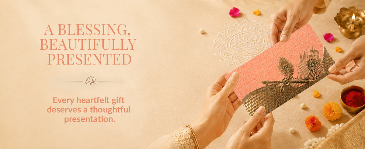 Blush Peach Patterned Shagun Envelopes