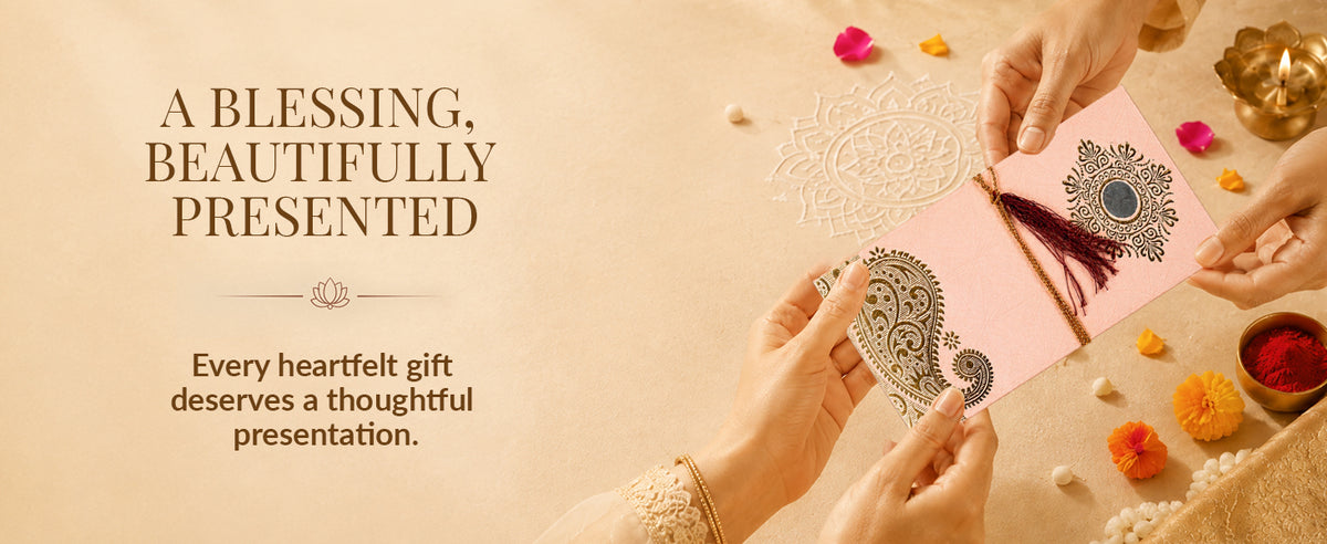 Blush Peach & Gold Fold-Open Shagun Envelopes