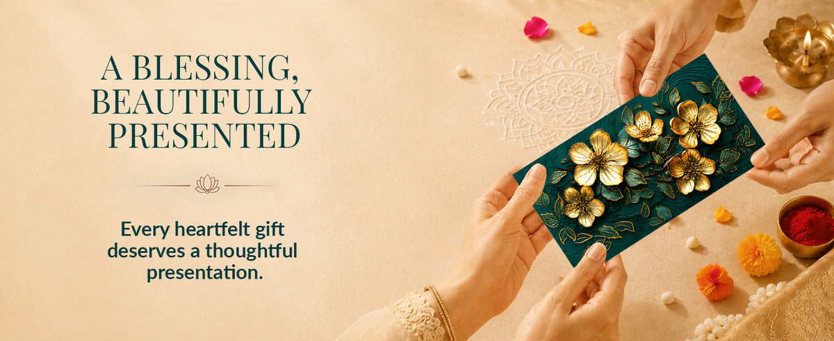 Emerald Green Gold Floral Shagun Envelopes