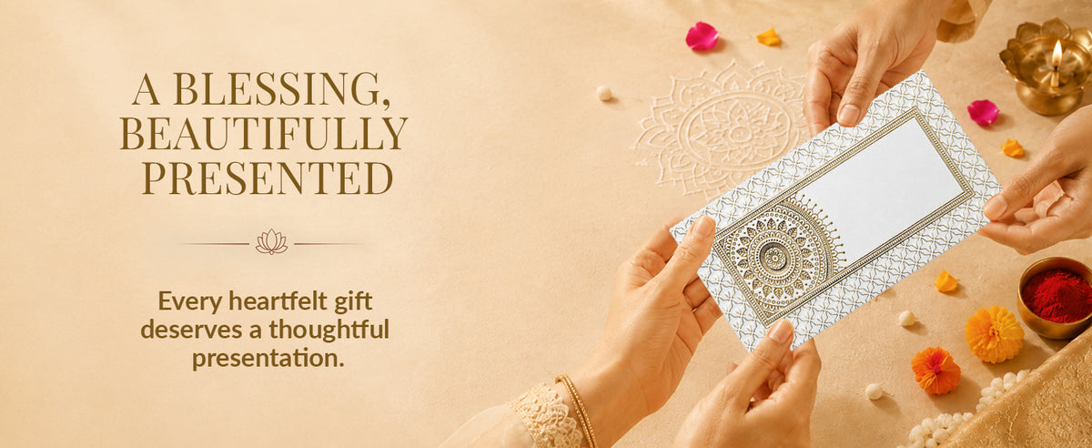Silver Grey Mandala Border Shagun Envelopes