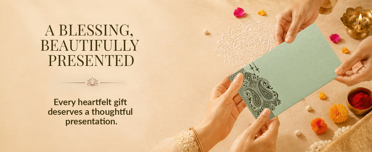 Sage Green Gold Floral Shagun Envelopes