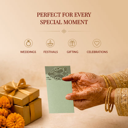 Sage Green Gold Floral Shagun Envelopes