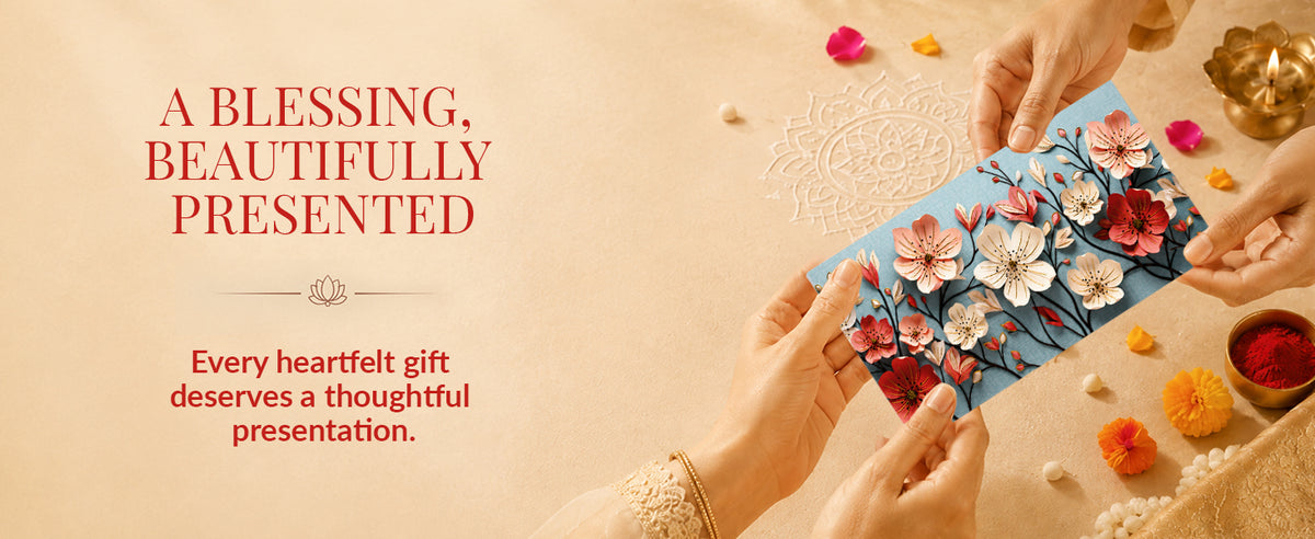 Teal Floral Embellished Shagun Envelopes