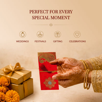 Festive Red & Gold Fold-Open Shagun Envelopes
