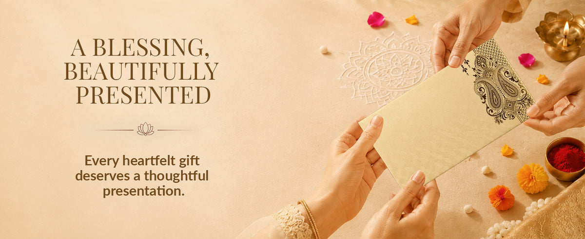 Ivory Gold Floral Shagun Envelopes