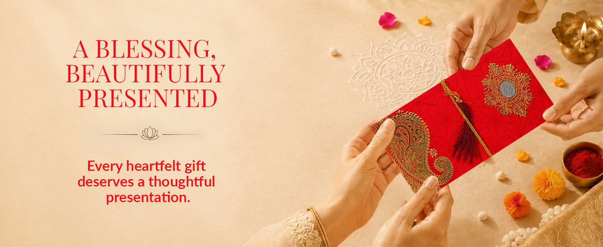 Festive Red & Gold Fold-Open Shagun Envelopes