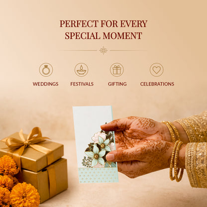 Mint Floral Bouquet Printed Shagun Envelopes