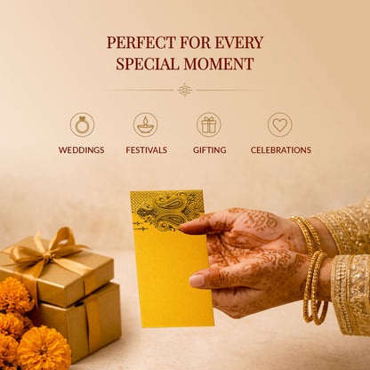 Mustard Gold Floral Shagun Envelopes
