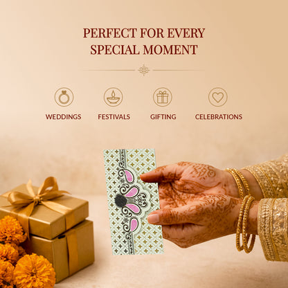 Sage Green Gold Ornamental Shagun Envelopes
