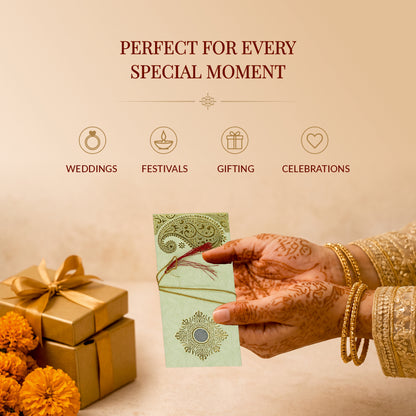 Sage Green & Gold Fold-Open Shagun Envelopes