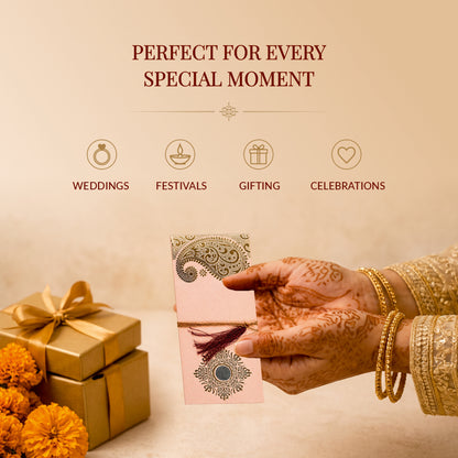 Blush Peach & Gold Fold-Open Shagun Envelopes