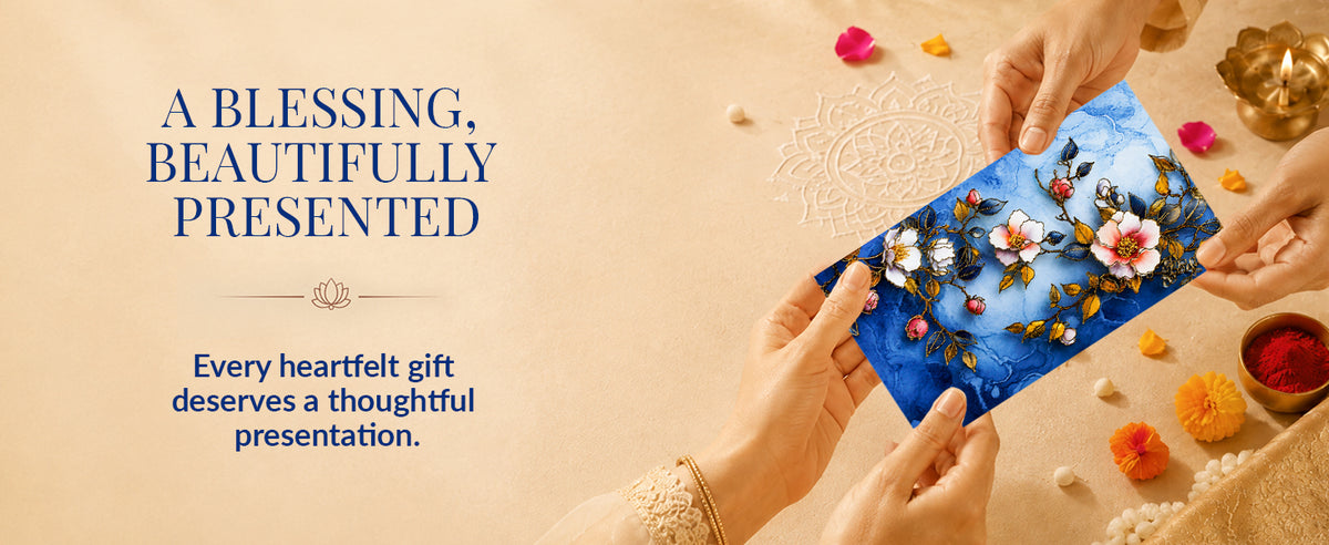 Blue Floral Bird Printed Shagun Envelopes