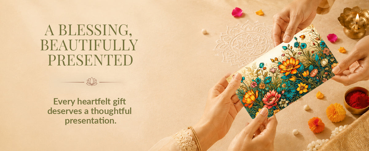 Teal Floral Garden Printed Shagun Envelopes