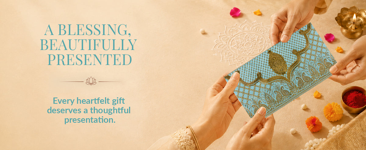 Mint Green & Gold Lotus Shagun Envelopes