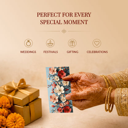 Teal Floral Embellished Shagun Envelopes