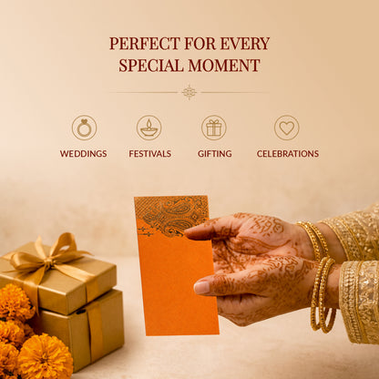 Bright Orange Gold Floral Shagun Envelopes