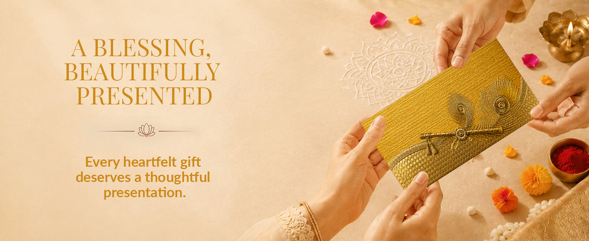 Mustard Gold Patterned Shagun Envelopes