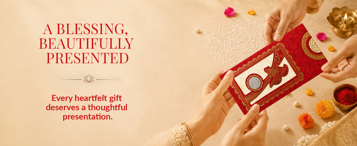 Red & Gold Floral Vine Shagun Envelopes