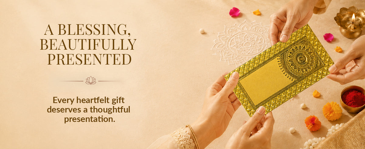 Golden Yellow Mandala Border Shagun Envelopes