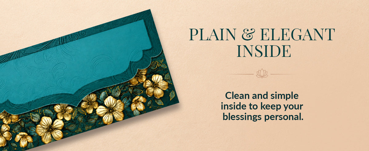 Emerald Green Gold Floral Shagun Envelopes