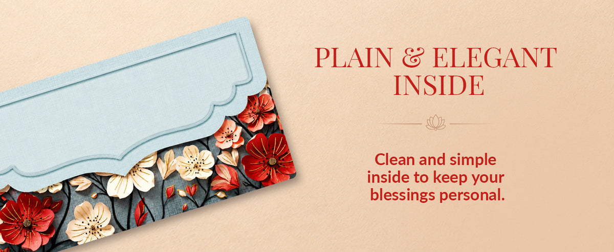 Teal Floral Embellished Shagun Envelopes