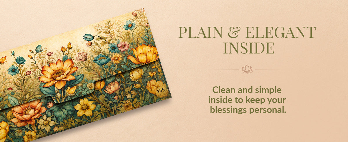 Teal Floral Garden Printed Shagun Envelopes