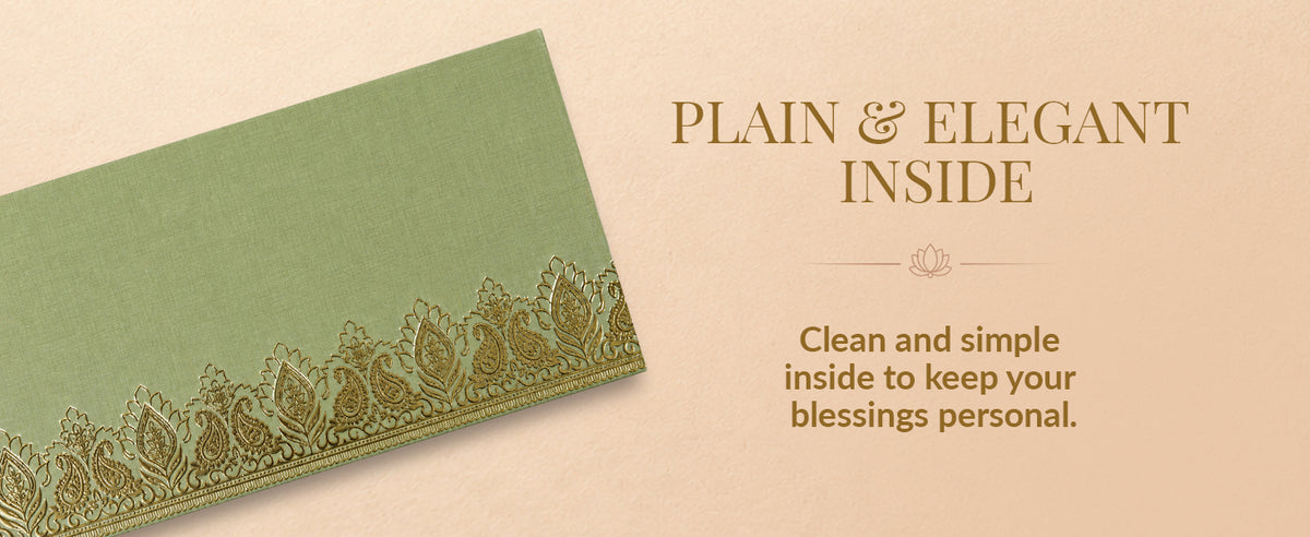Sage Green & Gold Lotus Shagun Envelopes