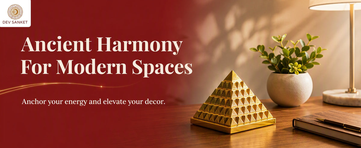 Brass 3-Layer Pyramid Showpiece for Home, Office Desk, Mandir, Meditation Space and Spiritual Gifting