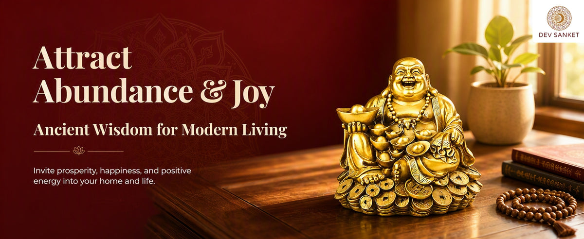 Large Laughing Buddha on Coins Decorative Showpiece for Home, Office Desk, Living Room and Gifting