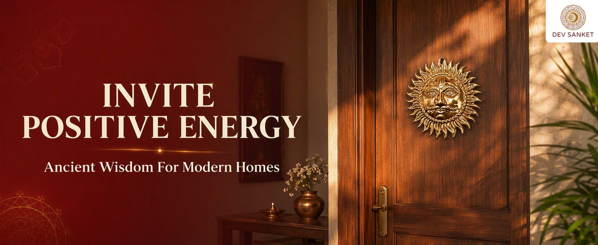 Copper Surya Dev Wall Hanging for Main Door, Entrance, Pooja Room, Living Room and Office Décor