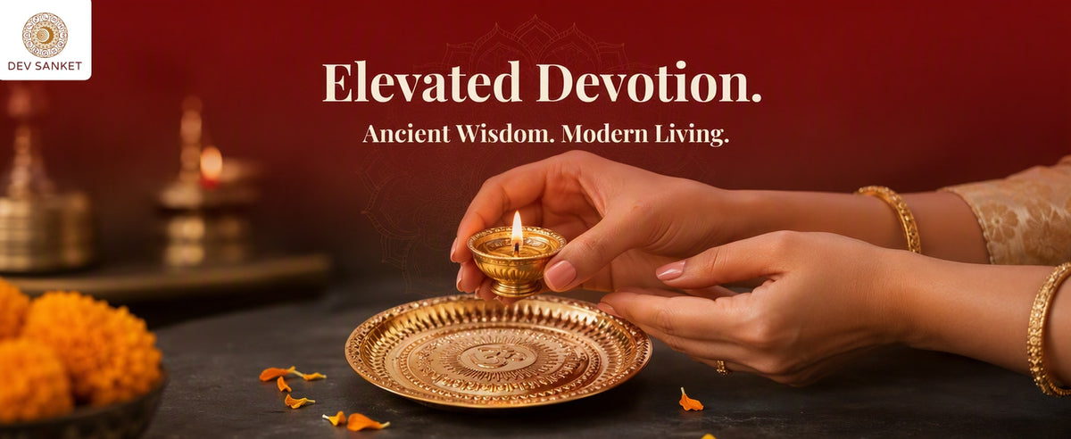 Small Copper Puja Plate for Diya, Kumkum, Roli Chawal, Temple Offerings and Festive Worship