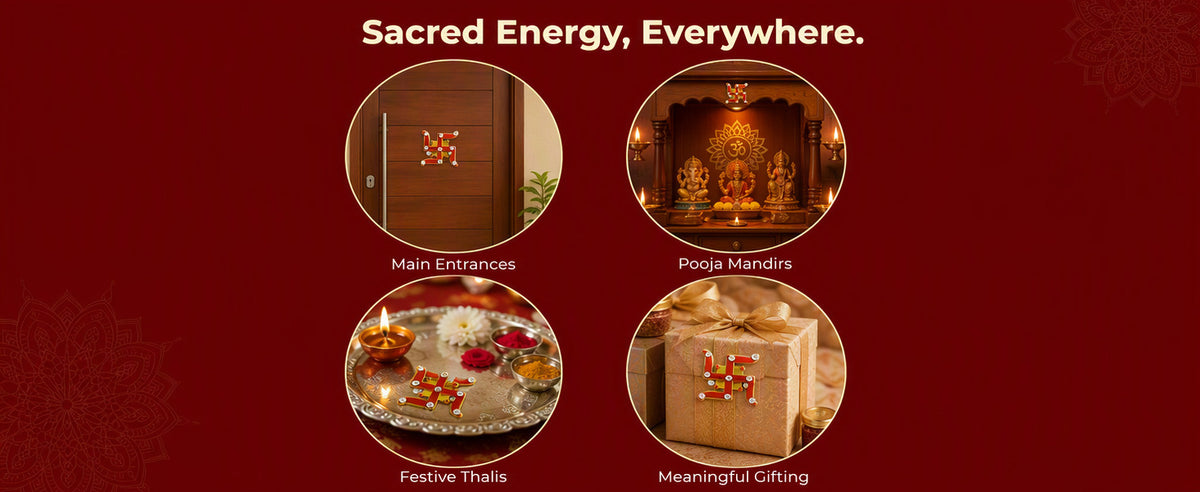 Decorative Swastik Symbols for Entrance, Mandir, Pooja Thali and Festive Decoration – 10 Pairs