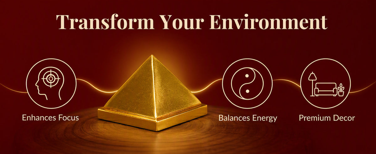 Brass 3-Layer Pyramid Showpiece for Home, Office Desk, Mandir, Meditation Space and Spiritual Gifting