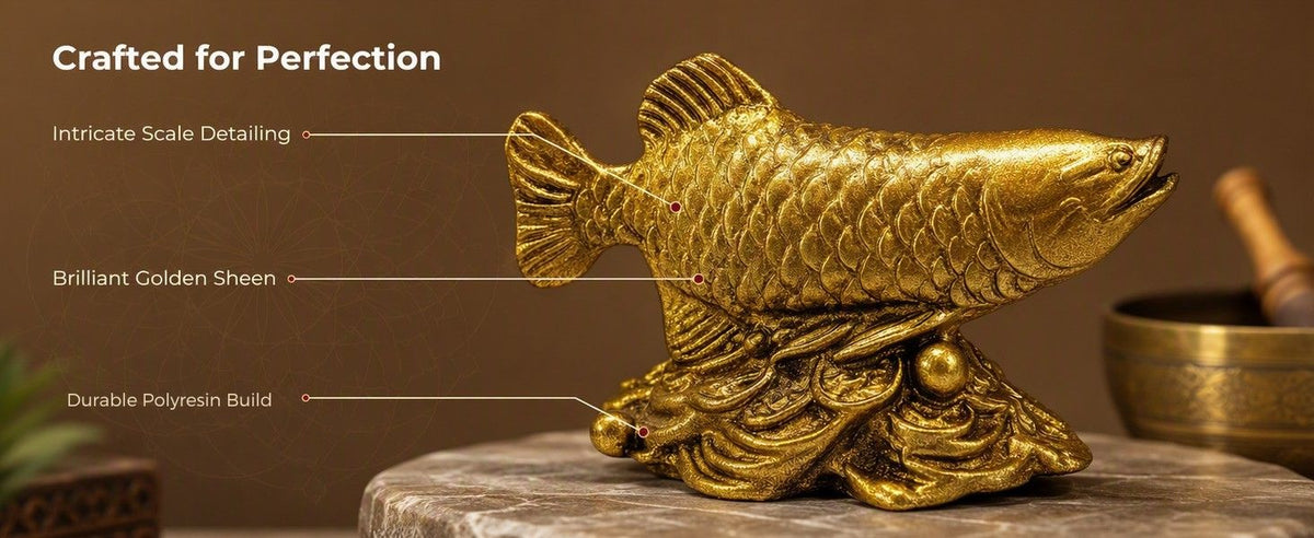 Arowana Fish Decorative Showpiece for Living Room, Office Desk, Shelf, Entrance and Gifting