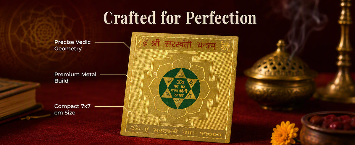 Saraswati Yantra Decorative Spiritual Symbol for Study Table, Pooja Room, Home and Gifting – Pack of 1
