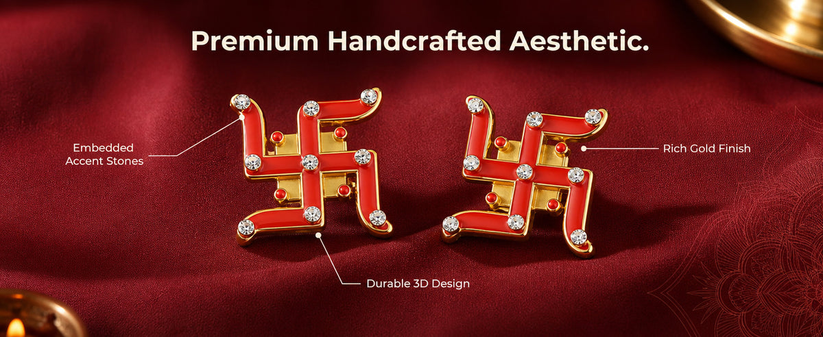 Decorative Swastik Symbols for Entrance, Mandir, Pooja Thali and Festive Decoration – 10 Pairs