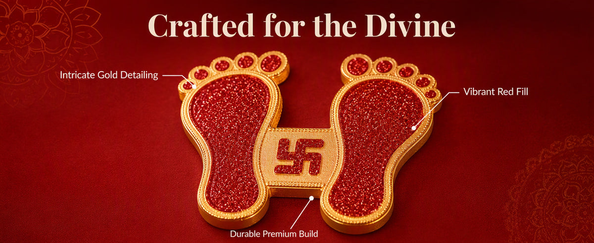 Lakshmi Charan Decorative Footprints for Entrance, Mandir, Pooja Thali and Festive Décor – 5 Pairs