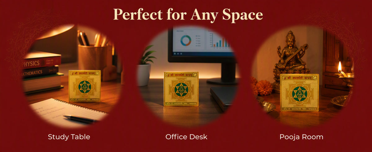 Saraswati Yantra Decorative Spiritual Symbol for Study Table, Pooja Room, Home and Gifting – Pack of 1